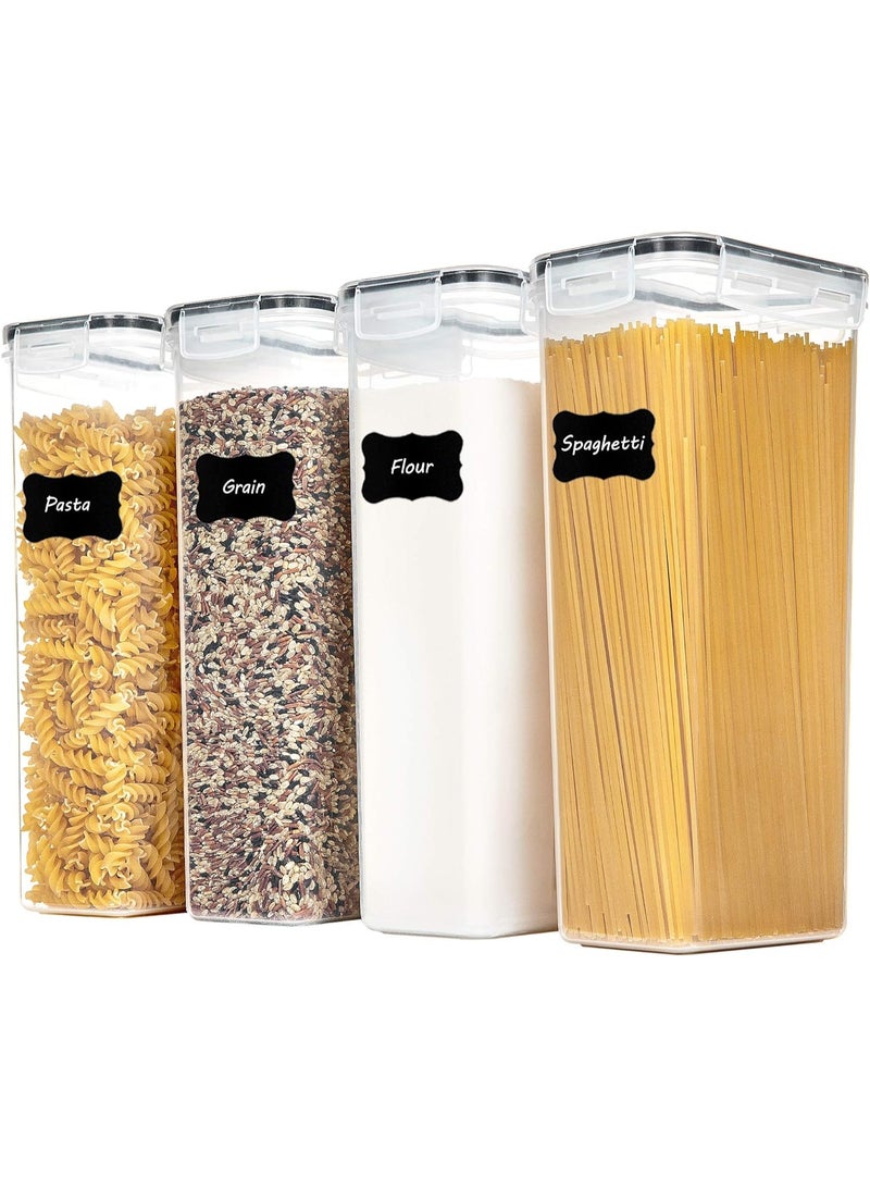 Plastic Airtight Food Storage Containers With Lids,3L Pasta Containers for Pantry Organization and Storage, BPA Free Kitchen Storage Containers for Cereal, Spaghetti, Flour and Sugar (4, PCS)